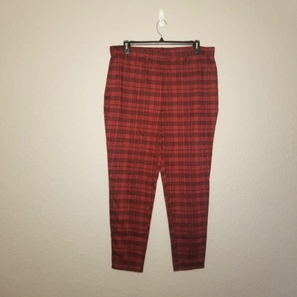 Burgundy Plaid Forever 21 leggings